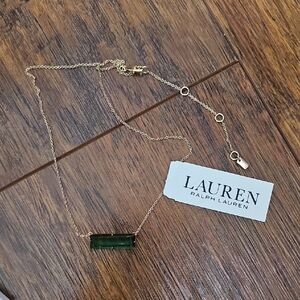 Lauren Ralph Lauren Gold Necklace with Green Pendant
